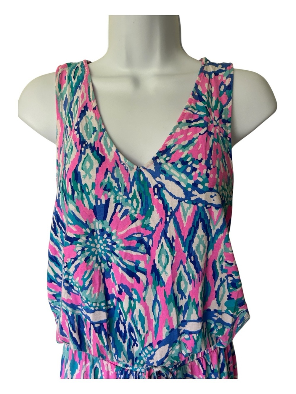 Lilly Pulitzer Paulina Jumpsuit Tiki Pink Shake It Up Print Excellent Size XS - Picture 2 of 7